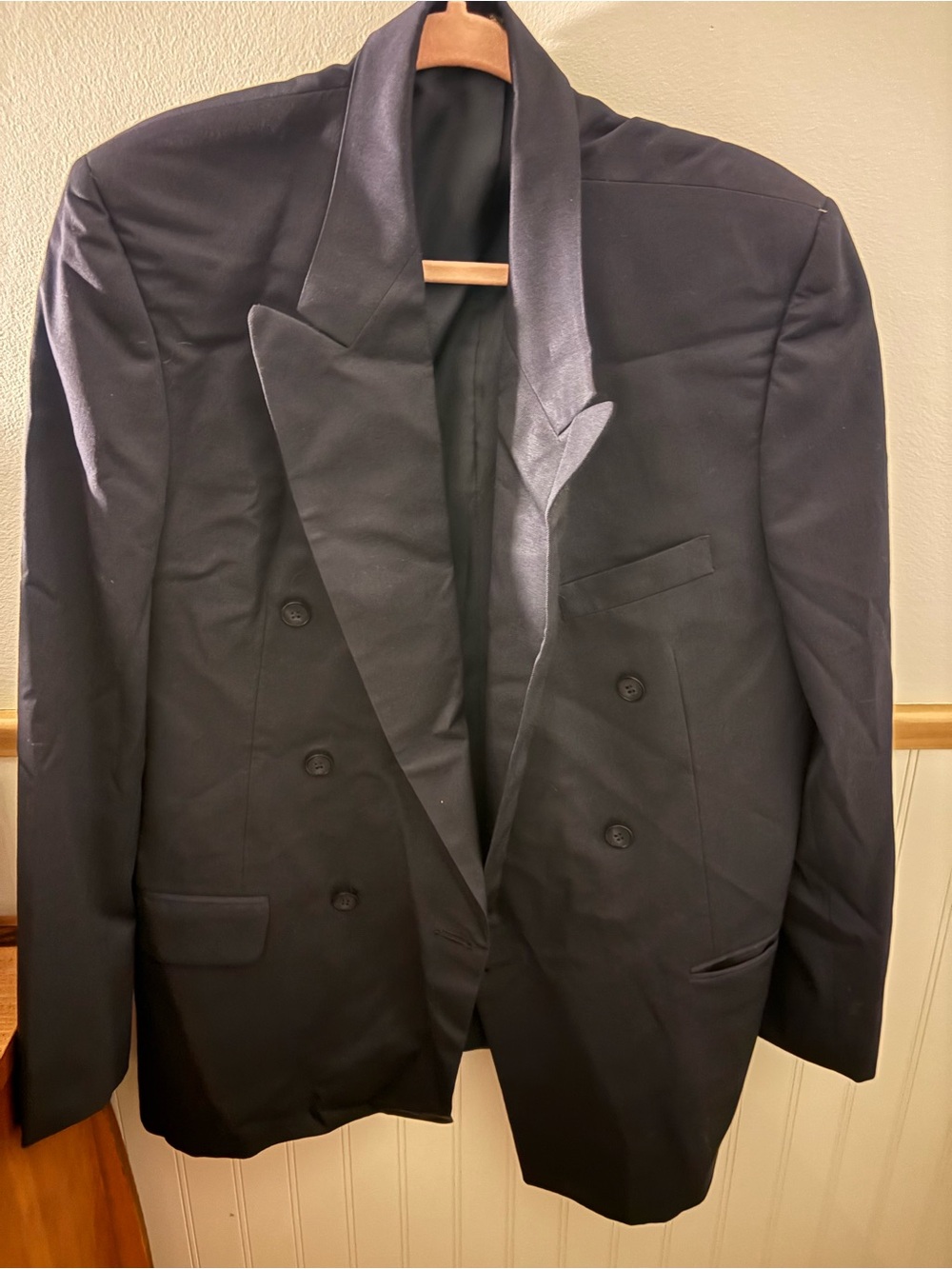 Vintage Oleg Cassini Italia Black Double-Breasted Tuxedo Blazer